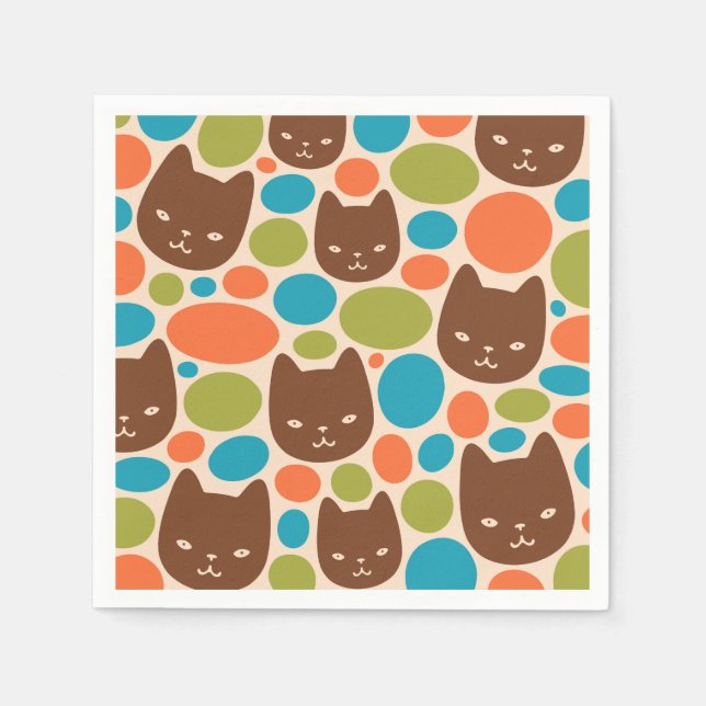 Polka Dot Cats Mönster Pappersservett (Framsidan)