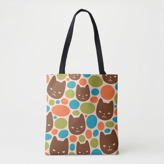 Polka Dot Cats Mönster Tygkasse (Framsida)