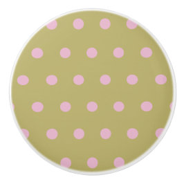 Polka Dot Ceramic Knob (Guld & Pastel Rosa) Knopp