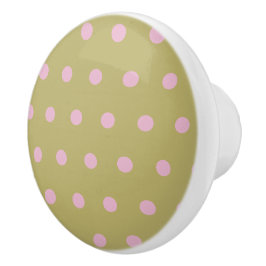 Polka Dot Ceramic Knob (Guld & Pastel Rosa) Knopp