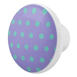 Polka Dot Ceramic Knob (Lavender & Aqua) Knopp