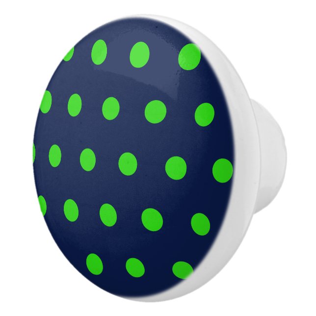 Polka Dot Ceramic Knob (marinblått och limgrönt) Knopp (Höger)