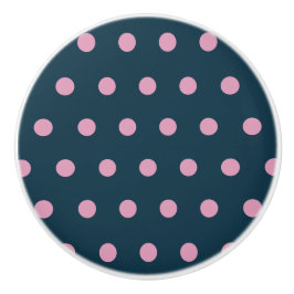 Polka Dot Ceramic Knob (Midnight Blue & Soft Rosa) Knopp