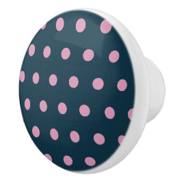 Polka Dot Ceramic Knob (Midnight Blue & Soft Rosa) Knopp