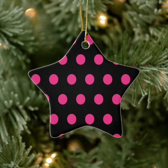 Polka Dot Ceramic Star Ornament (svart) (Träd)