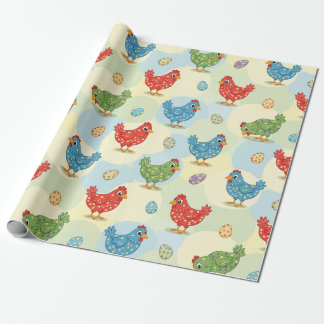 Polka Dot Chickens Wrapping Paper Presentpapper