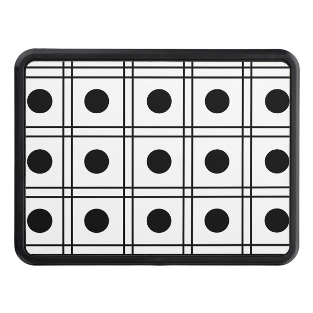 Polka Dot Circle Black and White Check Mönster Dragkroksskydd (Framsidan)