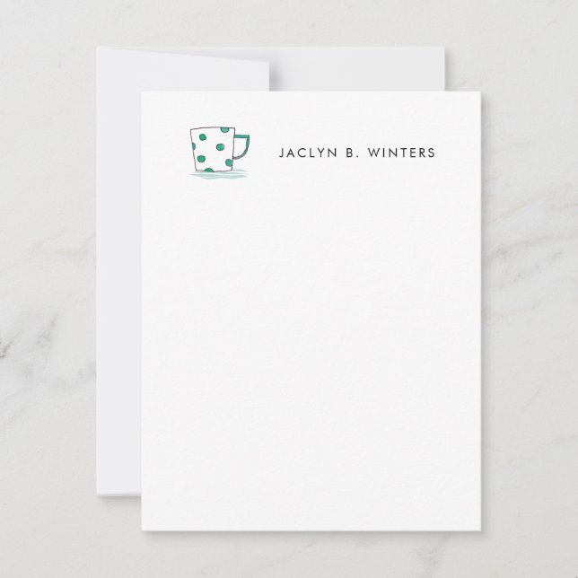 Polka Dot Coffee Kopp Watercolor Anteckningskort (Framsida)