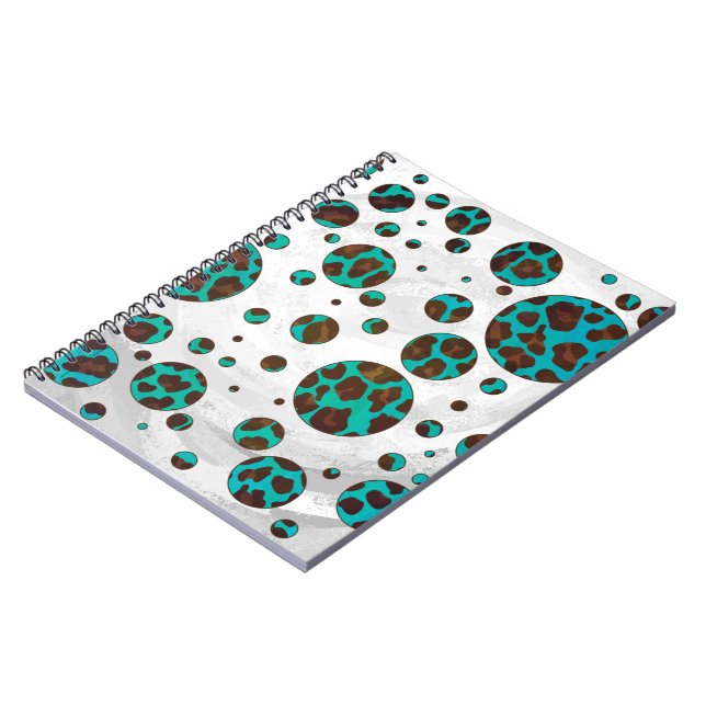 Polka Dot Cow Brown och Teal Print Anteckningsbok (Vänstra Sidan)