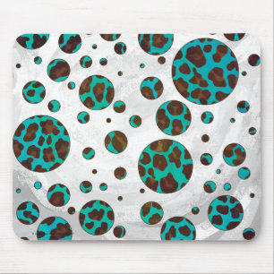 Polka Dot Cow Brown och Teal Print Musmatta