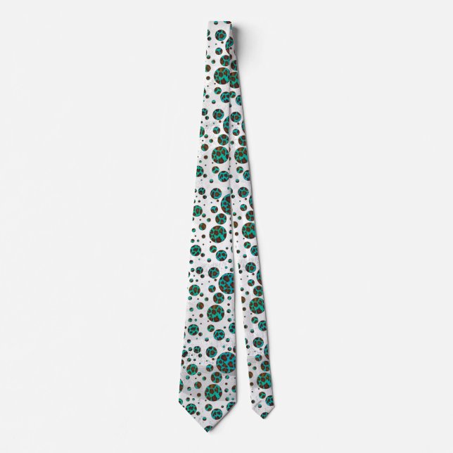Polka Dot Cow Brown och Teal Print Slips (Framsida)