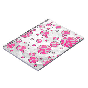 Polka Dot Cow Rosa and White Anteckningsbok Med Spiral