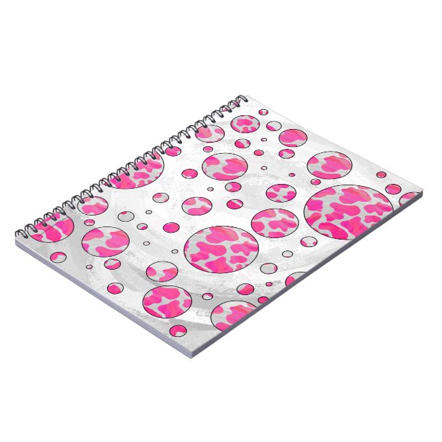 Polka Dot Cow Rosa and White Anteckningsbok Med Spiral (Vänstra Sidan)
