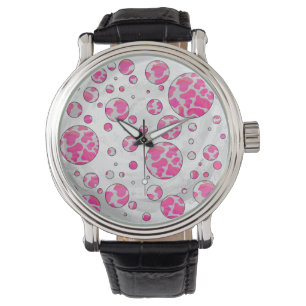 Polka Dot Cow Rosa and White Armbandsur