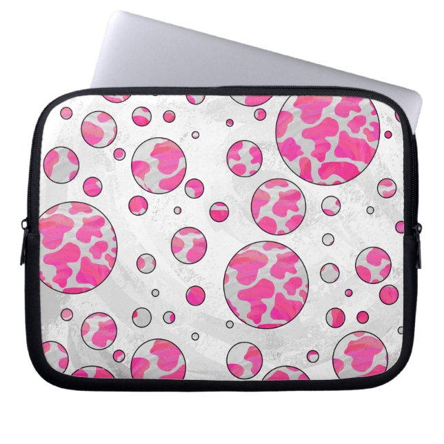 Polka Dot Cow Rosa and White Laptop Fodral (Framsidan)