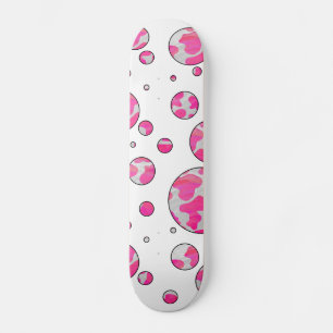 Polka Dot Cow Rosa and White Mini Skateboard Bräda 18,7 Cm