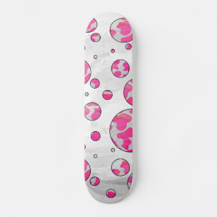 Polka Dot Cow Rosa and White Old School Skateboard Bräda 21,6 Cm