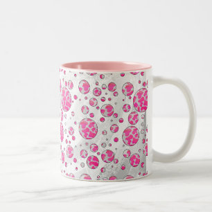 Polka Dot Cow Rosa and White Två-Tonad Mugg