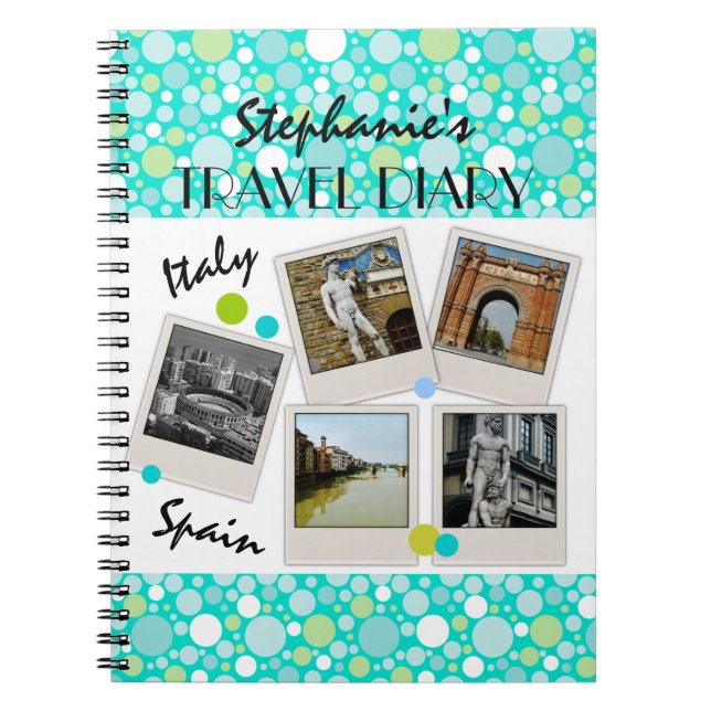 Polka Dot Crazy Anpassningsbar Travel Diary och Fo Anteckningsbok Med Spiral (Framsidan)