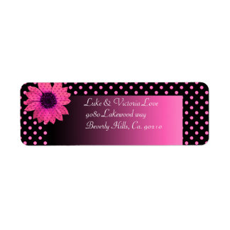 Polka Dot Daisy Rosa Bröllop Returadress Etikett