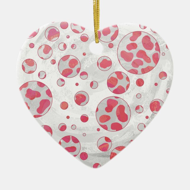 Polka Dot Dalmatian Rosa and White Julgransprydnad Keramik (Framsidan)