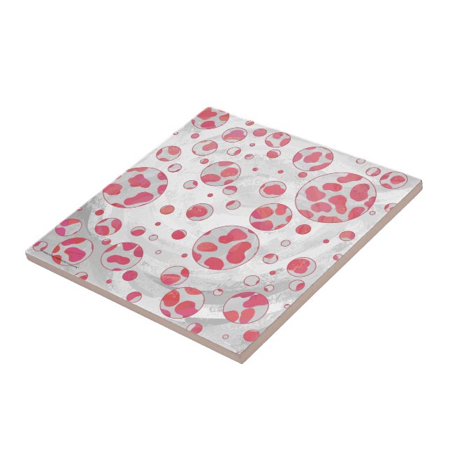 Polka Dot Dalmatian Rosa and White Kakelplatta (Sidan)