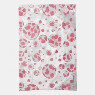 Polka Dot Dalmatian Rosa and White Kökshandduk