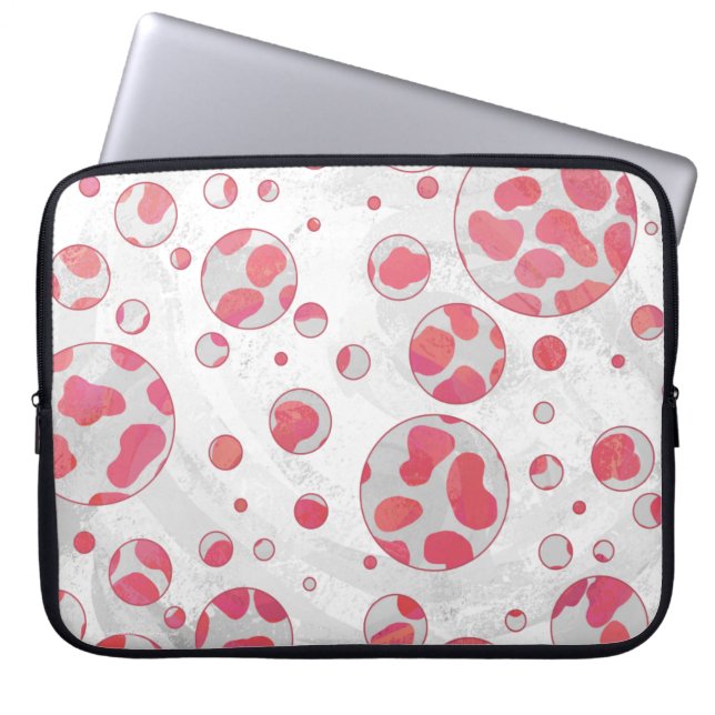 Polka Dot Dalmatian Rosa and White Laptop Sleeve (Framsidan)