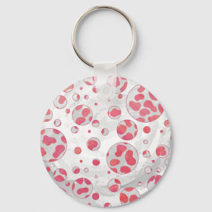 Polka Dot Dalmatian Rosa and White Nyckelring