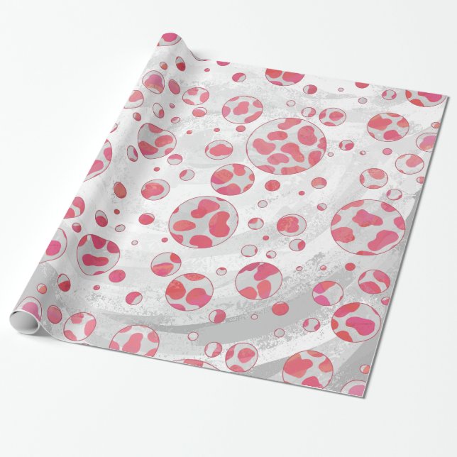 Polka Dot Dalmatian Rosa and White Presentpapper (Utrullad)