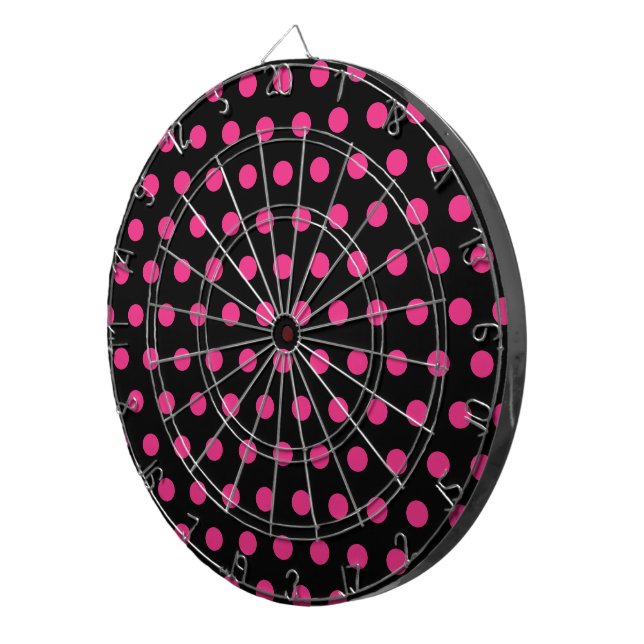 Polka Dot Dartboard (Svart och Neon-Rosa) Darttavla (Högra Framsidan)