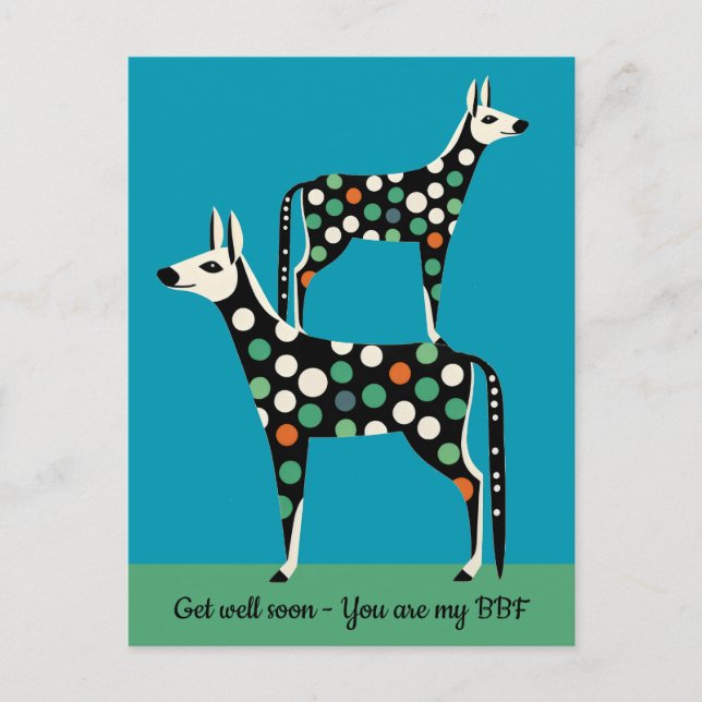 Polka Dot Deer bff tillfriskar snart Vykort (Framsida)