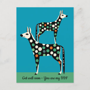 Polka Dot Deer bff tillfriskna snart Vykort