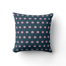 Polka Dot Dekorativ kudde (Midnight Blue & Soft Ro