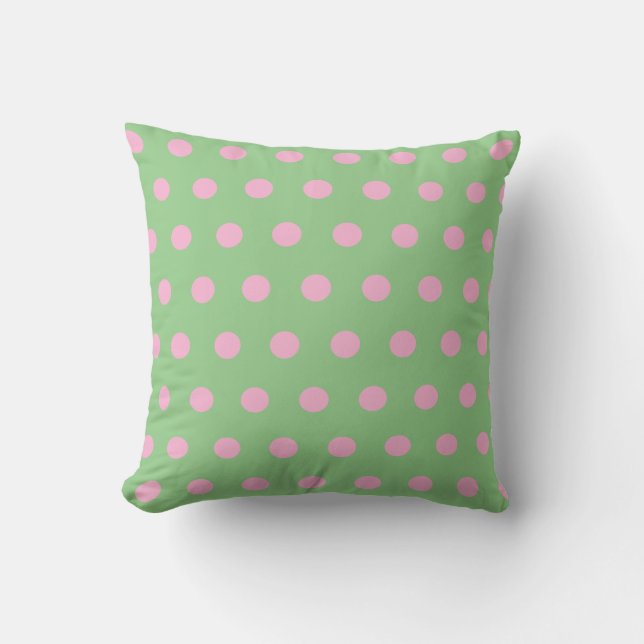 Polka Dot Dekorativ kudde (Sage Grönt & Pastel Ros (Framsida)