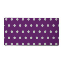 Polka Dot Desk Mat (Plum & Silver)