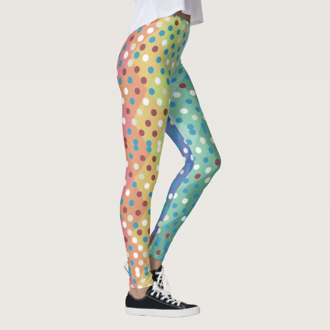 Polka dot Diamond mönster multifärgad Leggings (Höger)