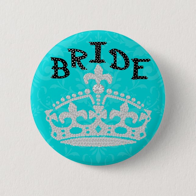 Polka Dot Diamond Princess Krona Bride Button Knapp (Framsida)