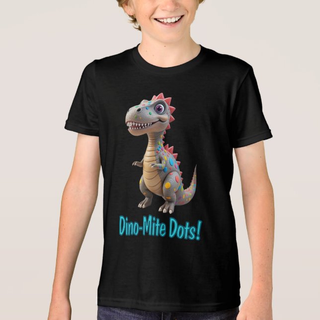 Polka Dot Dinosaur Dot Day Dino-Mite Dots T Shirt (Framsida)