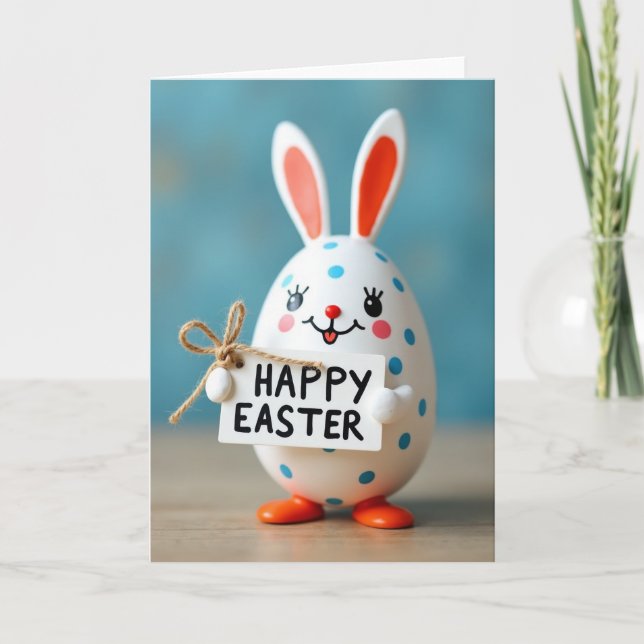 Polka Dot Easter Faux Porcelain Card Kort (Framsida)