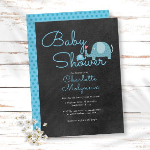 Polka Dot Elefanter Baby Shower / Sprinkle Boho Inbjudningar