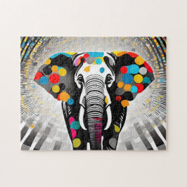Polka Dot Elephant Modern Roligt Pussel