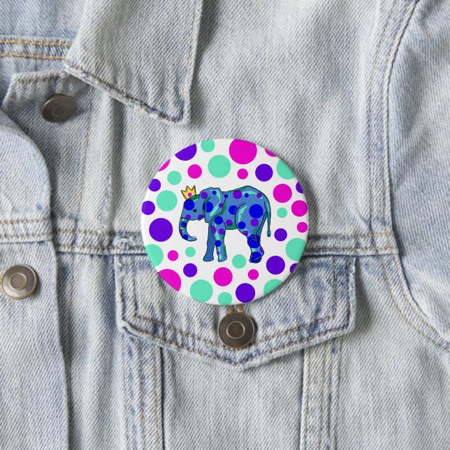 Polka Dot Elephant Pin-on-knapp Knapp (In Situ)