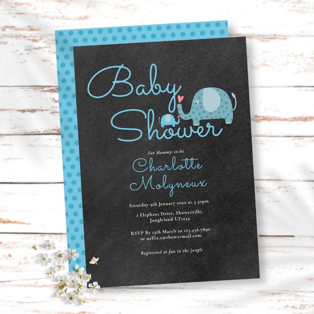 Polka Dot Elephants Baby Shower / Sprinkle Boho Inbjudningar (Skapare uppladdad)