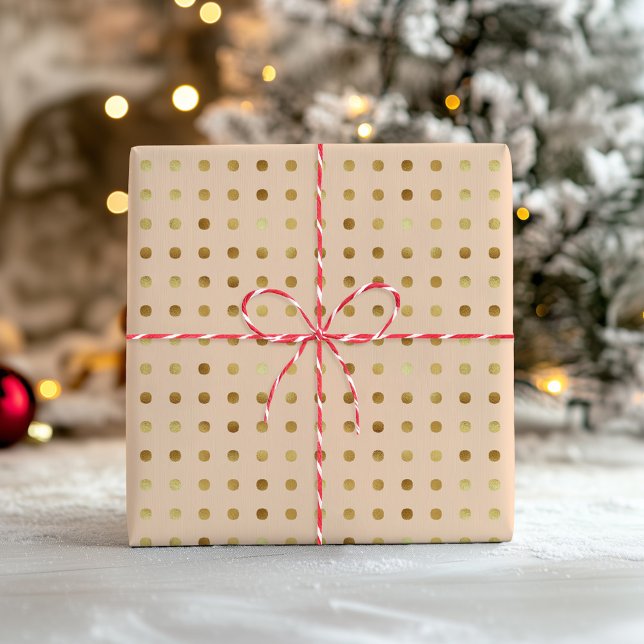 Polka Dot Faux Gold Foil  Wrapping Papper Presentpapper (Skapare uppladdad)