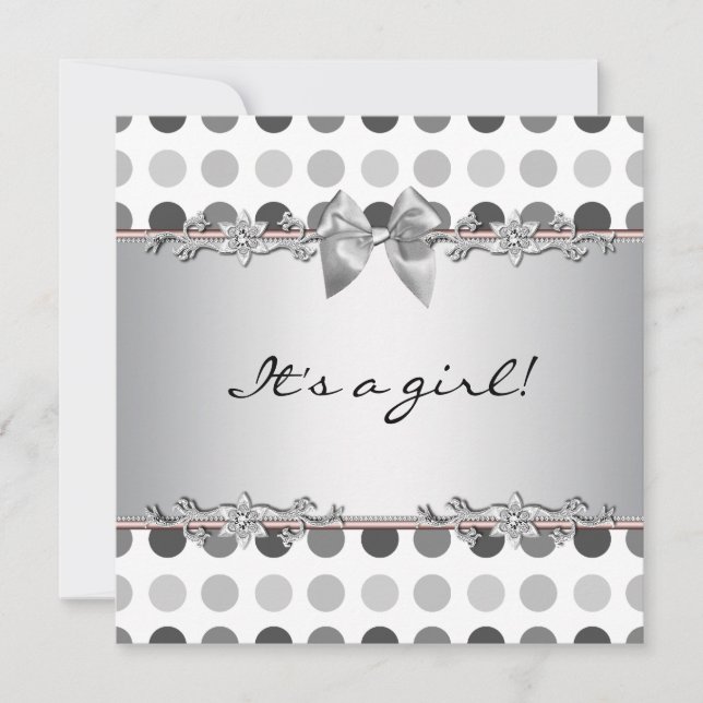 Polka Dot Flicka Shower-inbjudningar Inbjudningar (Framsida)