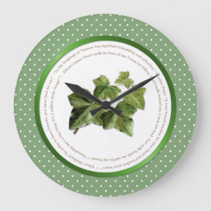 Polka Dot Flower Meanings - Grönt Ivy Stor Klocka