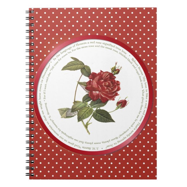 Polka Dot Flower Meanings - Röd ros Anteckningsbok (Framsidan)