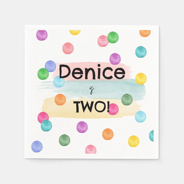 Polka Dot Födelsedagsfest Inbjudan Pappersservett (Framsidan)