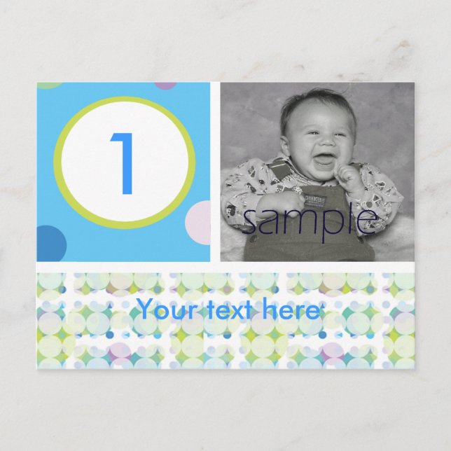 Polka Dot-Födelsedagsfest Vykort (Framsida)